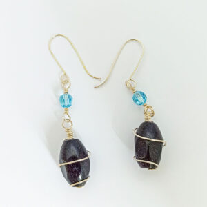 Blue goldstone Swarovski earrings