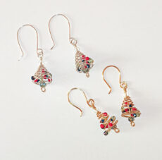 Christmas tree earrings - gold and silver