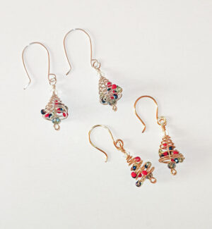 Christmas tree earrings - gold and silver