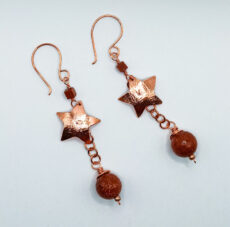 Copper star and goldstone earrings