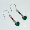 Green Swarovski heart earrings