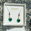 Green Swarovski heart earrings