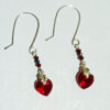 Red Swarovski heart earrings