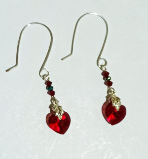 Red Swarovski heart earrings